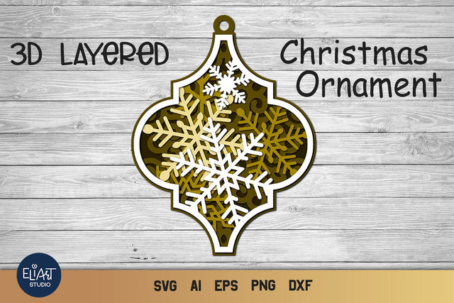 Arabesque SVG Ornament, 3D Layered SVG Christmas Tile Decoration. SVG Elinorka 