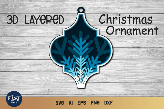 Arabesque SVG Tile Ornament, 3D SVG Layered Christmas Decoration. 3D Paper Elinorka 