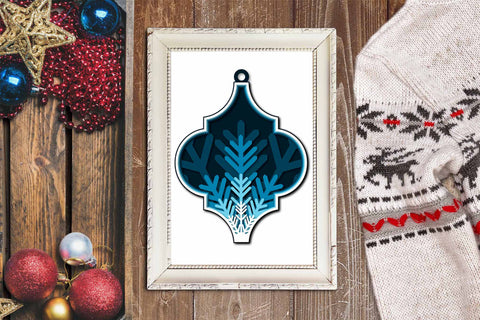 Arabesque SVG Tile Ornament, 3D SVG Layered Christmas Decoration. 3D Paper Elinorka 
