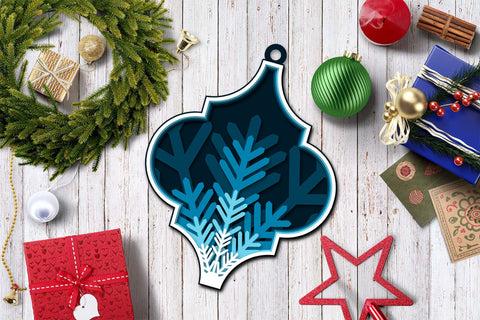 Arabesque SVG Tile Ornament, 3D SVG Layered Christmas Decoration. 3D Paper Elinorka 