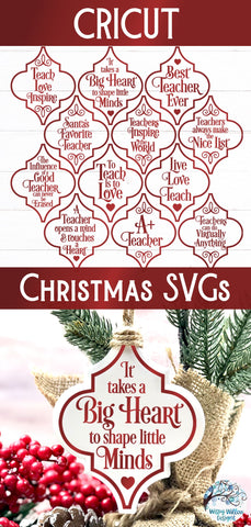 Arabesque Teacher Christmas Ornament SVG Bundle SVG Wispy Willow Designs 