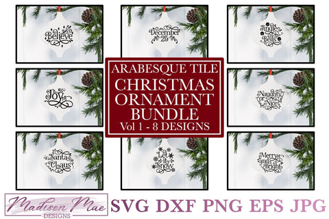 Arabesque Tile Christmas Ornament Bundle Vol 1 SVG Madison Mae Designs 