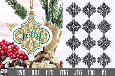 Arabesque Tile Christmas Ornaments SVG - Mandala Ornaments SVG Old Market 
