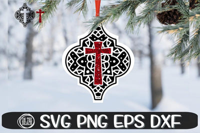 Arabesque Tile Ornament - Christmas- Cross - SVG PNG DXF EPS SVG On the Beach Boutique 