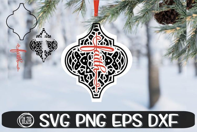 Arabesque Tile Ornament - Faith - Cross - SVG PNG DXF EPS SVG On the Beach Boutique 
