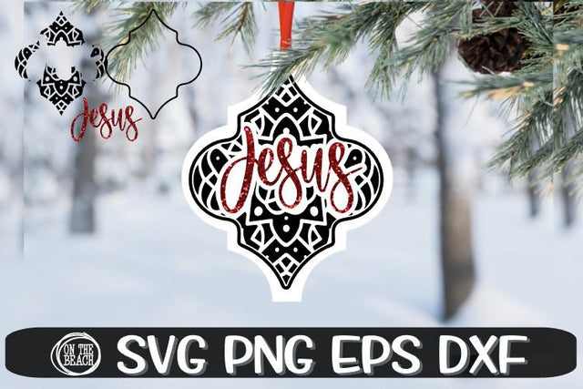 Arabesque Tile Ornament - Jesus - Christmas- SVG PNG DXF EPS SVG On the Beach Boutique 