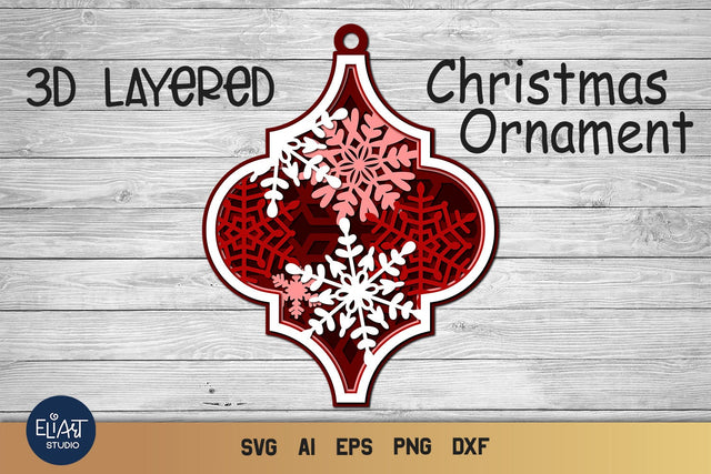 Arabesque Tile Ornament SVG, 3D Layered SVG Christmas Decor. 3D Paper Elinorka 