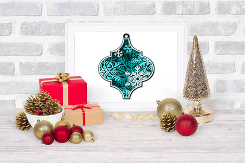 Arabesque Tile Ornament SVG, 3D Layered SVG Christmas Decor. 3D Paper Elinorka 