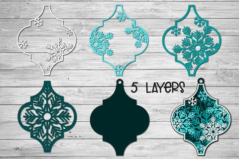 Arabesque Tile Ornament SVG, 3D Layered SVG Christmas Decor. 3D Paper Elinorka 