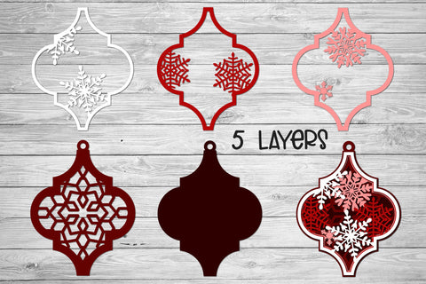 Arabesque Tile Ornament SVG, 3D Layered SVG Christmas Decor. 3D Paper Elinorka 