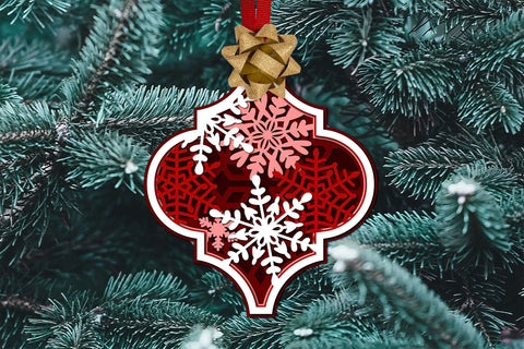 Arabesque Tile Ornament SVG, 3D Layered SVG Christmas Decor. 3D Paper Elinorka 
