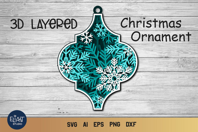 Arabesque Tile Ornament SVG, 3D Layered SVG Christmas Decor. 3D Paper Elinorka 