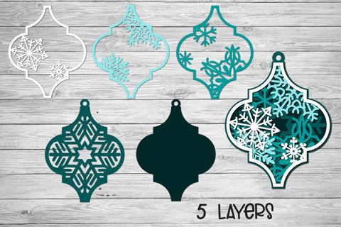 Arabesque Tile Ornament SVG, 3D Layered SVG Christmas Decor. SVG Elinorka 
