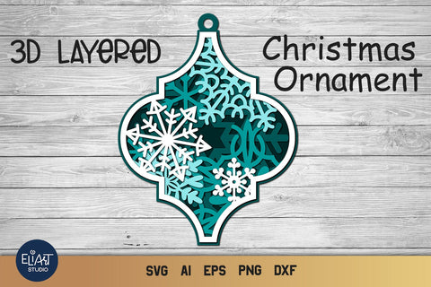 Arabesque Tile Ornament SVG, 3D Layered SVG Christmas Decor. SVG Elinorka 