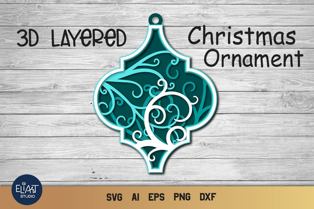 Arabesque Tile Ornament SVG, 3D Layered SVG Christmas Decor. - So Fontsy