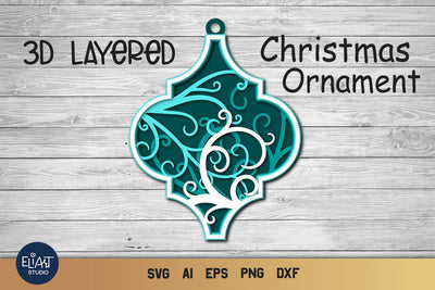 Arabesque Tile Ornament SVG, 3D Layered SVG Christmas Decor. SVG Elinorka 