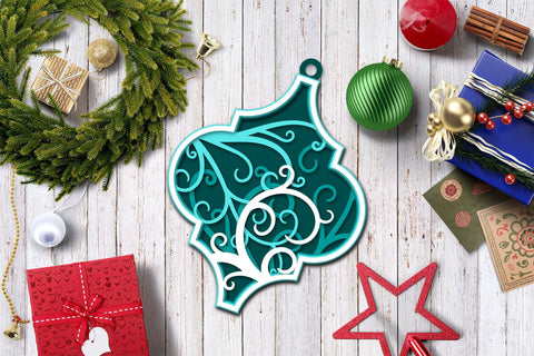 Arabesque Tile Ornament SVG, 3D Layered SVG Christmas Decor. SVG Elinorka 