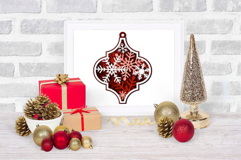 Arabesque Tile Ornament SVG, 3D Layered SVG Christmas Decoration. SVG Elinorka 