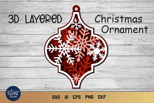 Arabesque Tile Ornament SVG, 3D Layered SVG Christmas Decoration. SVG Elinorka 