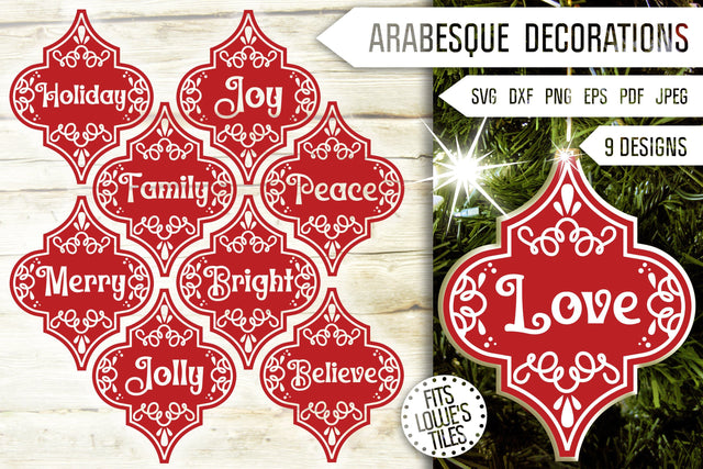 Arabesque Tile Ornament Svg Bundle. Christmas Arabesque Decorations Svg. Lowe's Satori Tile Svg. Christmas Words and Quotes Dxf Eps Png Pdf SVG Mint And Beer Creations 