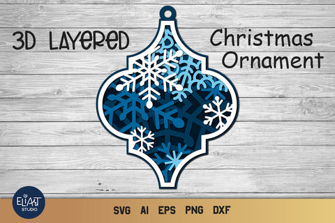 Arabesque Tile SVG Ornament, 3D SVG Layered Christmas Decoration. SVG Elinorka 