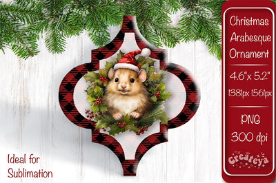 Arabesque tiles Christmas ornament Sublimation Watercolor Christmas Baby Animal PNG Sublimation Createya Design 