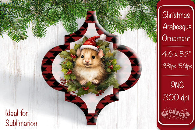 Arabesque tiles Christmas ornament Sublimation Watercolor Christmas Baby Animal PNG Sublimation Createya Design 