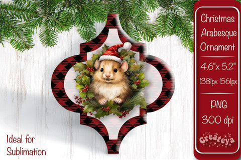 Arabesque tiles Christmas ornament Sublimation Watercolor Christmas Baby Animal PNG Sublimation Createya Design 