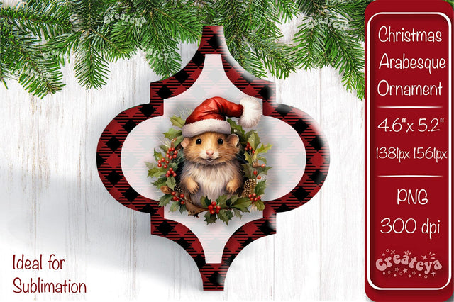 Arabesque tiles Christmas ornament Sublimation Watercolor Christmas Baby Animal PNG Sublimation Createya Design 