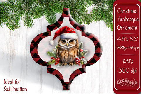 Arabesque tiles Christmas ornament Sublimation Watercolor Christmas Baby Animal PNG Sublimation Createya Design 