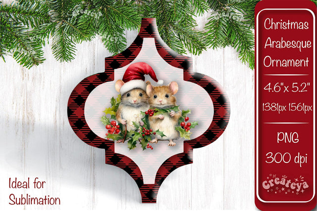 Arabesque tiles Christmas ornament Sublimation Watercolor Christmas Baby Animal PNG Sublimation Createya Design 