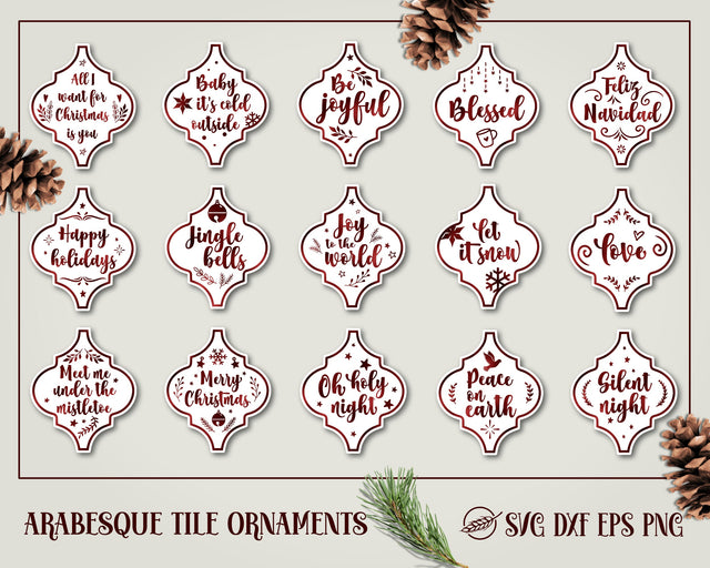 Arabesque tiles Christmas ornaments 2 SVG Boertiek 