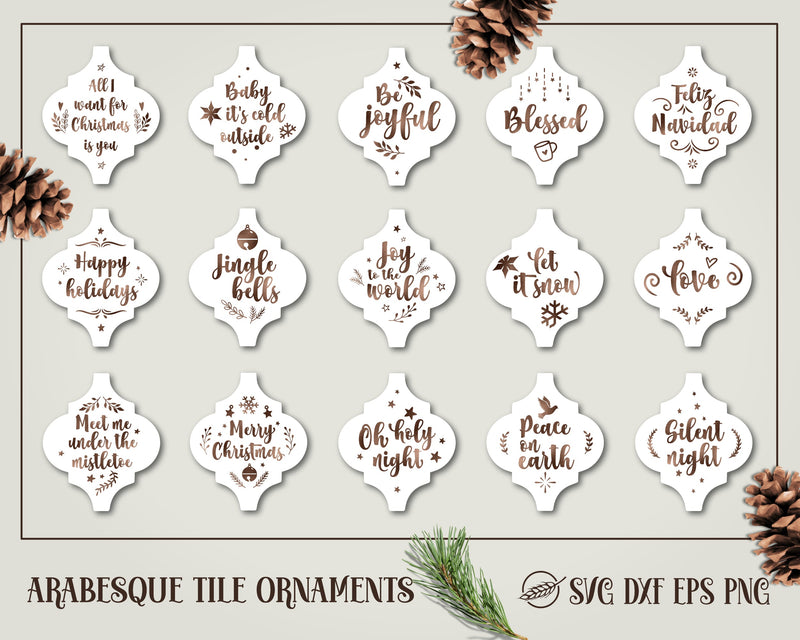 Arabesque tiles Christmas ornaments 3 SVG Boertiek 
