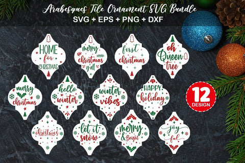 Arabesques Tile Ornament SVG Bundle.Merry Christmas, Monogram, Ornament SVGs, SVG Designangry 
