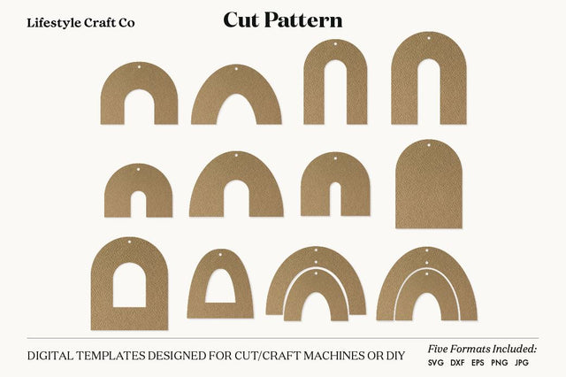 Arch Earring SVG, Faux Leather Earring Templates, Cricut cut file SVG Lifestyle Craft Co 