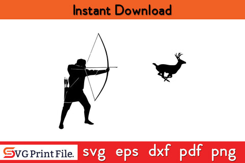 Archery Deer Hunter Hunting Svg Png Dxf Digital Cutting File SVG SVG Print File 