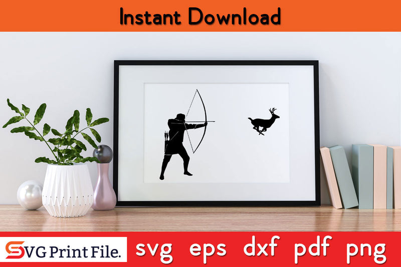 Archery Deer Hunter Hunting Svg Png Dxf Digital Cutting File SVG SVG Print File 