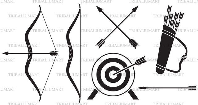 Archery icons set SVG TribaliumArtSF 