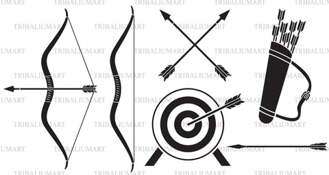 Archery icons set SVG TribaliumArtSF 