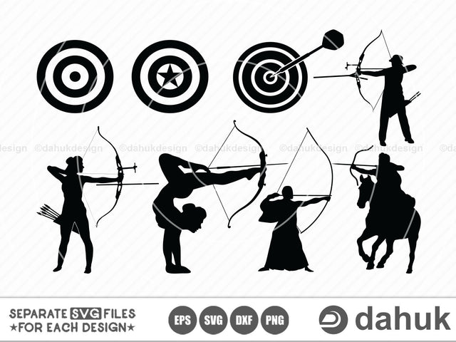 Archery Sports svg, Archery Target svg, target svg, Cut file, for silhouette, svg, eps, dxf, clipart, cricut design space, vinyl cut files SVG dahukdesign 