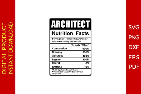 Architect Nutrition Facts SVG PNG PDF Cut File SVG Creativedesigntee 
