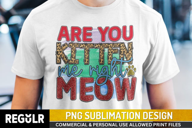 Are you kitten me right meow Sublimation PNG, Sublimation Cat Design Sublimation Regulrcrative 