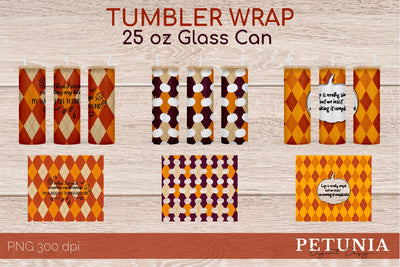 Argyle Pattern Bundle 25 oz. Glass Tumbler Design Sublimation Petunia Digital Design 