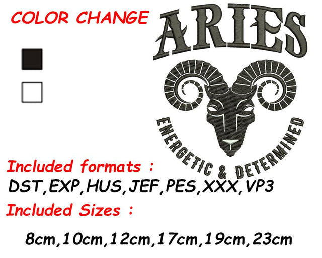 Aries Embroidery, Aries Gift, Birthday Embroidery, Aries Birthday Gift, Gift for Aries, April Birthday, March Birthday Embroidery/Applique DESIGNS SVG Digital Designer 