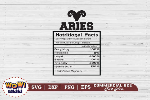 Aries Nutritional Facts Svg , Zodiac sign svg, Nutrition, Zodiac svg SVG Wowsvgstudio 