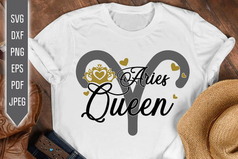 Aries Queen Svg. Zodiac Sign Svg. Horoscope Svg. Aries Sign Svg. Aries Shirt. April Svg. Aries Birthday Svg. Cricut, Silhouette, dxf eps png SVG Mint And Beer Creations 