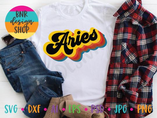 Aries SVG File, Horoscope SVG, Retro SVG, Vintage SVG, SVG Cut File for Cricut Cutting Machines and Vinyl Crafting SVG BNRDesignShop 