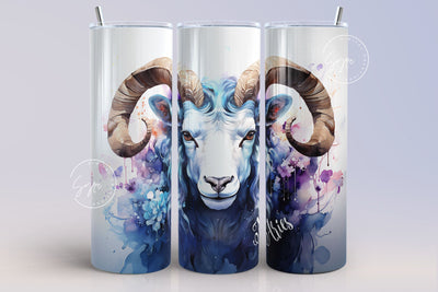 ARIES Zodiac tumbler wrap sublimation PNG, Astrology Sign, Constellations, 20 oz Skinny Tumbler Sublimation Design, Watercolor, Digital Sublimation Syre Digital Creations 