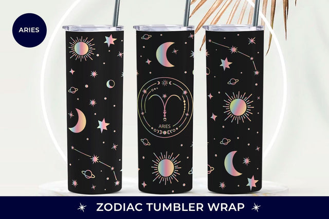 Aries zodiac tumbler wrap, zodiac signs tumbler Sublimation KMarinaDesign 