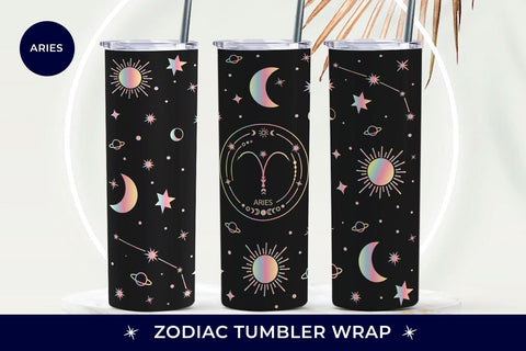 Aries zodiac tumbler wrap, zodiac signs tumbler Sublimation KMarinaDesign 